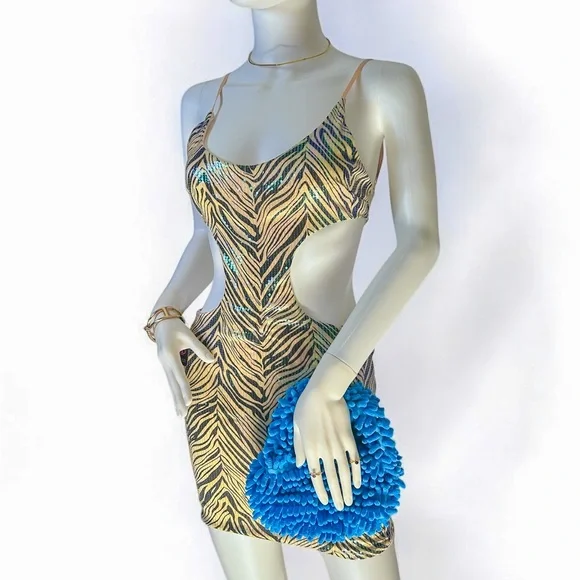 Sequence Y2K Zebra Print Cutout Dress - Picture 1 of 5